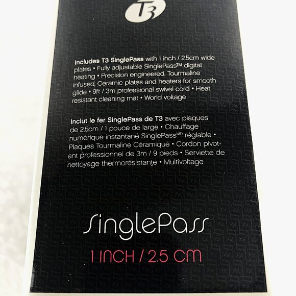 T3 SinglePass White & Black Flat Iron for World-Class Hair New in Box Never Used - Picture 11 of 12